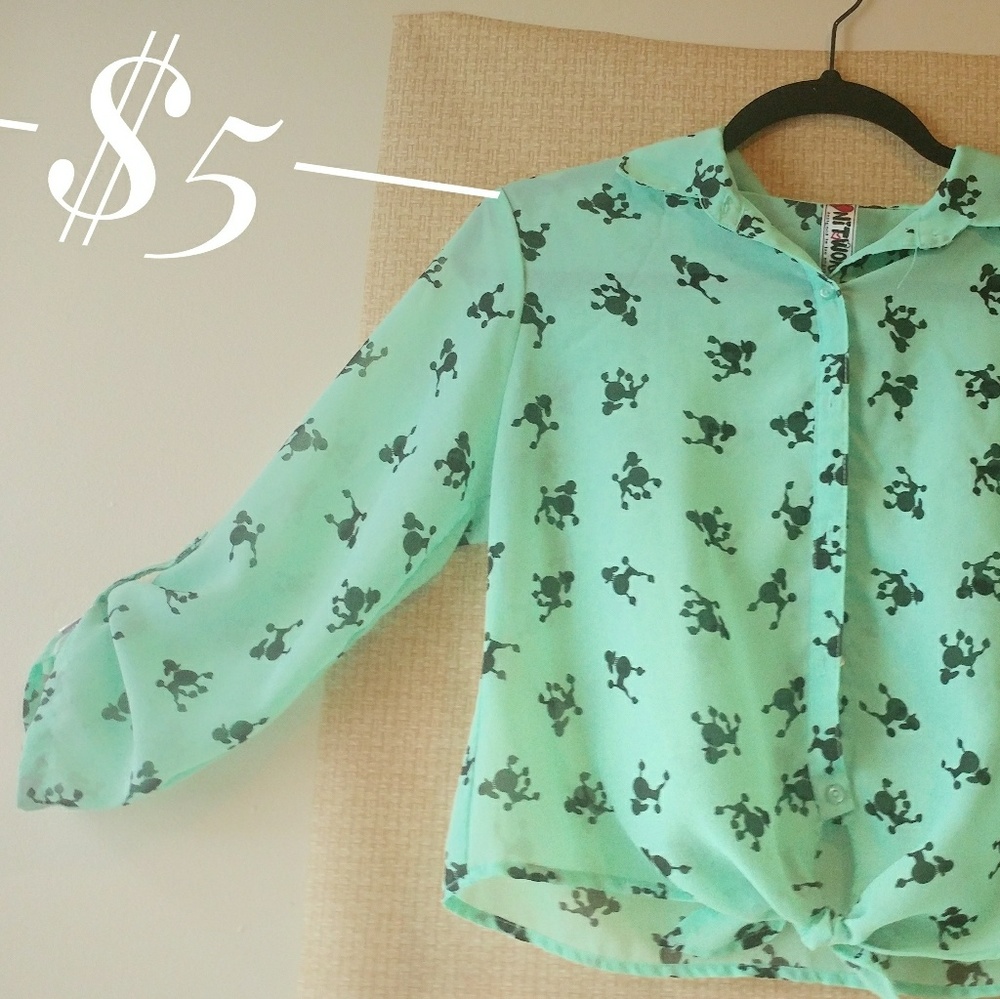 Knit Works Mint Poodle 🐩 Tie Top! 🐶